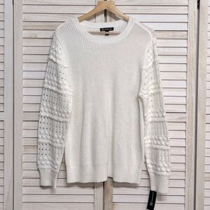 NWT INC International Concepts White Wash Knit Sweater Size XL PRICE FIRM
